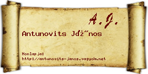 Antunovits János névjegykártya